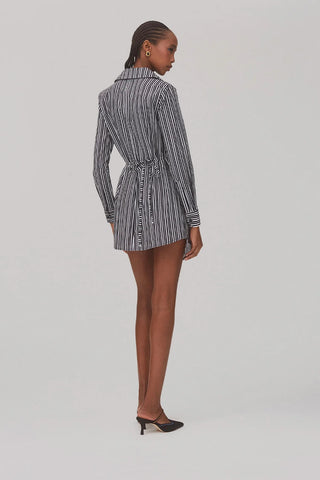 Vestido Transpassado Sashi Algodão Listrado Preto e Branco Womens - Shoes - Clothings Larroudé x Jonathan Cohen