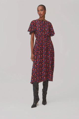 Vestido Nicole Seda Floral Preto Womens - Shoes - Clothings Larroudé x Jonathan Cohen