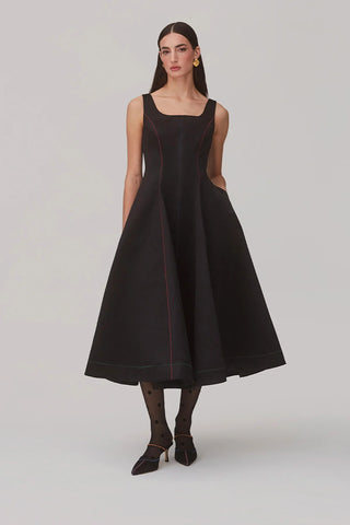 Vestido Sophia Cetim Preto Womens - Shoes - Clothings Larroudé x Jonathan Cohen