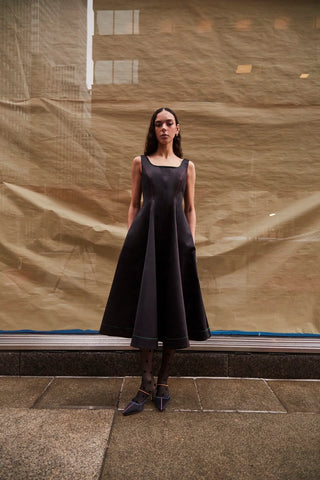 Vestido Sophia Cetim Preto Womens - Shoes - Clothings Larroudé x Jonathan Cohen