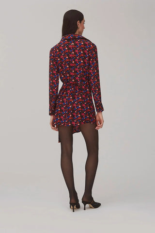 Vestido Transpassado Sashi Cetim Floral Preto Womens - Shoes - Clothings Larroudé x Jonathan Cohen