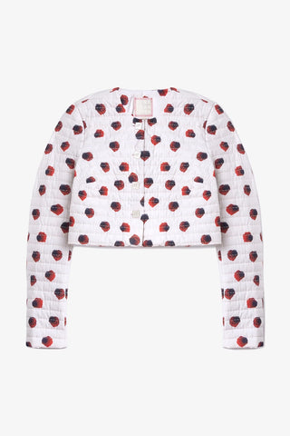 Jaqueta Cropped Gloria Algodão Floral Branco Clothing Larroudé x Jonathan Cohen