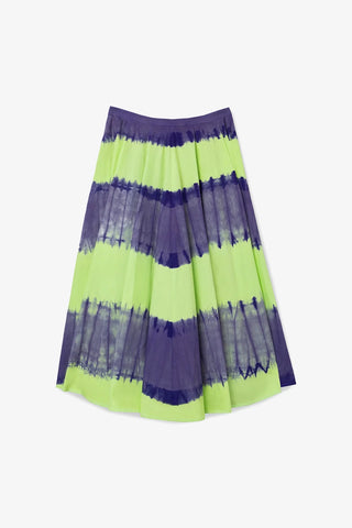 Saia Sharon Algodão Tie Dye Roxo e Verde Clothing Larroudé x Jonathan Cohen