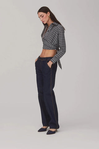 Blusa Amarração Rose Algodão Preto e Branco Womens - Shoes - Clothings Larroudé x Jonathan Cohen