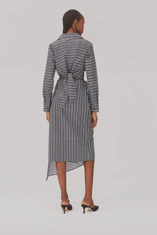 Saia Amarração Transpassada Ayesha Algodão Listrado Preto e Branco Womens - Shoes - Clothings Larroudé x Jonathan Cohen