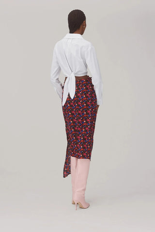 Saia Amarração Transpassada Ayesha Seda Floral Preto Womens - Shoes - Clothings Larroudé x Jonathan Cohen