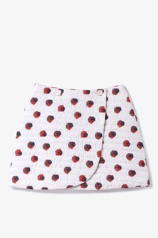 Mini Saia Marina Algodão Floral Branco Clothing Larroudé x Jonathan Cohen