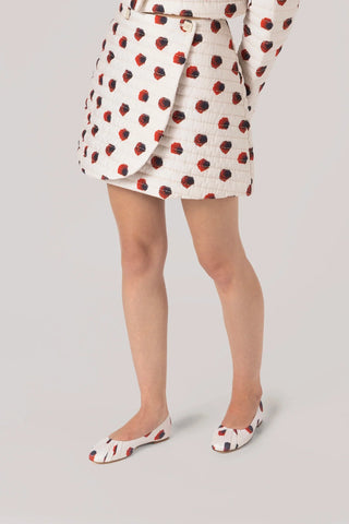 Mini Saia Marina Algodão Floral Branco Clothing Larroudé x Jonathan Cohen