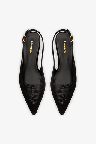 Slingback Nara Camurça e Couro Preto Womens - Shoes - Pumps Larroudé