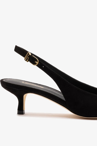 Slingback Nara Camurça e Couro Preto Womens - Shoes - Pumps Larroudé