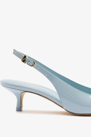Slingback Nara Couro Verniz Azul e Couro Branco Womens - Shoes - Pumps Larroudé