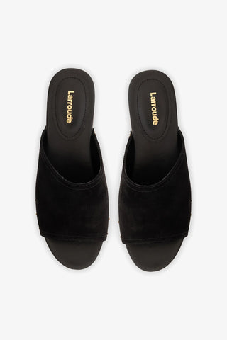 Mule Plataforma Willow Camurça Preto Womens - Shoes - Mules Larroudé
