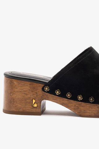 Mule Plataforma Willow Camurça Preto Womens - Shoes - Mules Larroudé