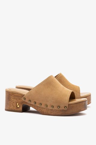 Mule Plataforma Willow Camurça Caramelo Womens - Shoes - Mules Larroudé