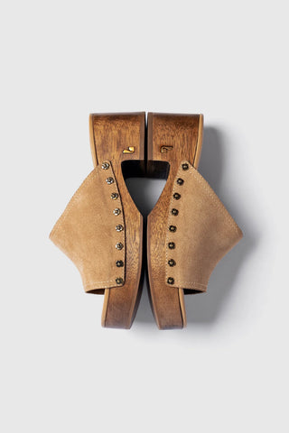 Mule Plataforma Willow Camurça Caramelo Womens - Shoes - Mules Larroudé