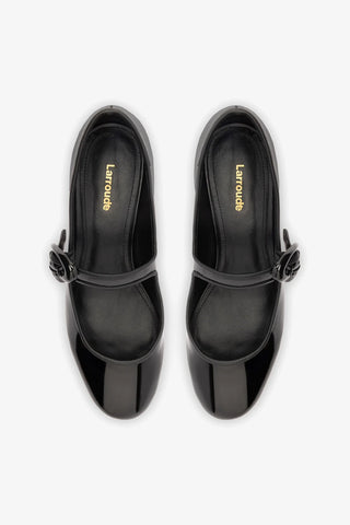 Scarpin Salto Bloco Verona Couro Verniz Preto Pump Larroudé