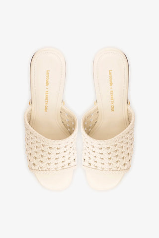 Larroudé x Kenneth Cole: Mule Macramê Couro Off White Mule Larroudé x Kenneth Cole