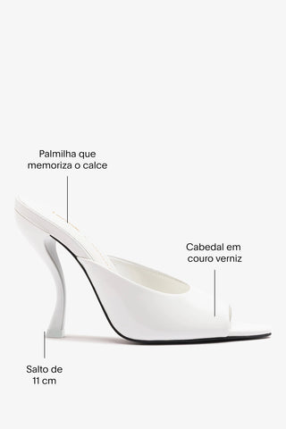 Larroudé x Nicolò B.: Mule Malibu Couro Verniz Branco Mule Larroudé x Nicolò Beretta
