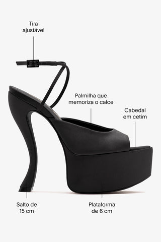 Larroudé x Nicolò B.: Sandália Lola Cetim Preto Larroudé x Nicolò Beretta