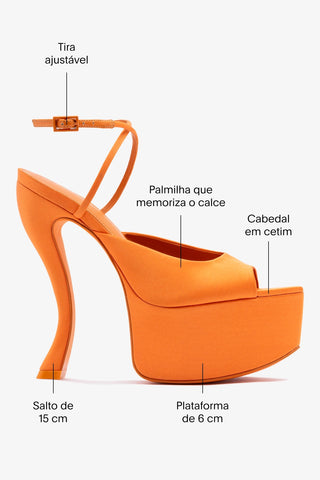 Larroudé x Nicolò B.: Sandália Lola Cetim Laranja Sandal Larroudé x Nicolò Beretta