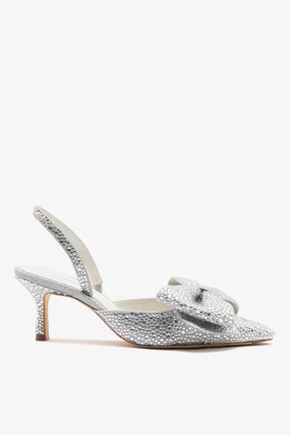 Slingback Elle Mini Prateado e Cristais Pump Larroudé