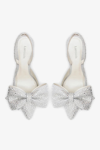 Slingback Elle Mini Prateado e Cristais Pump Larroudé
