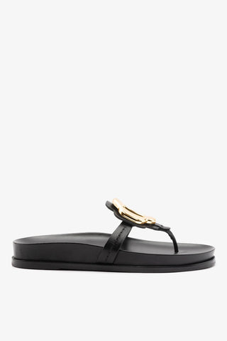 Sandália Margherita Sport Couro Preto Flat Sandal Larroudé