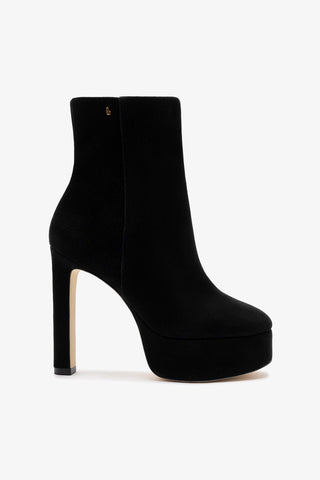 Bota Plataforma Romy Camurça Preto Boot Larroudé