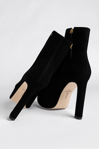 Bota Plataforma Romy Camurça Preto Boot Larroudé