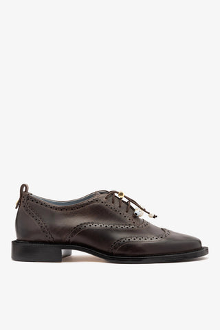 Mocassim Ginny Couro Marrom Loafer Larroudé