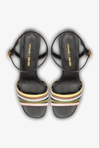 Larroudé x Ciao Lucia: Sandália Anabela Daiana Couro Preto Sandal Larroudé x Ciao Lucia