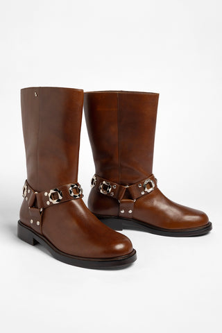 Bota Sonora Couro Marrom Boot Larroudé