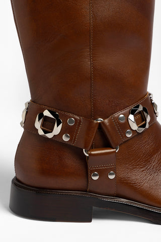 Bota Sonora Couro Marrom Boot Larroudé