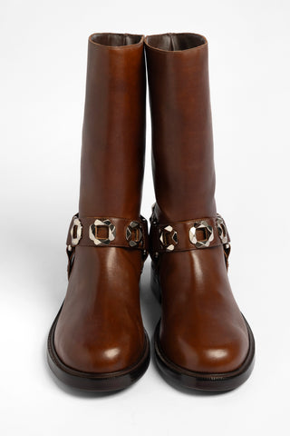 Bota Sonora Couro Marrom Boot Larroudé