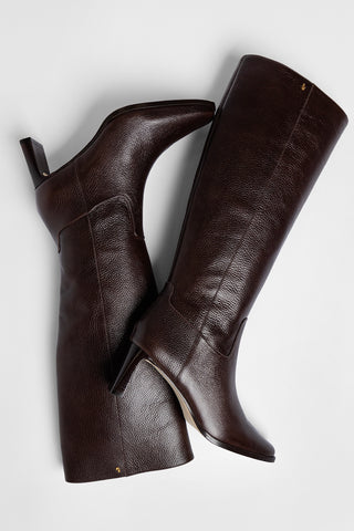 Bota Alexis Couro Marrom Boot Larroudé