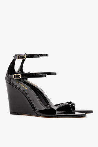 Sandália Luma Couro Verniz Preto Sandal Larroudé