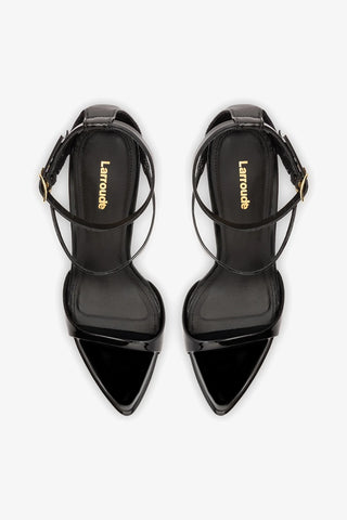 Sandália Luma Couro Verniz Preto Sandal Larroudé