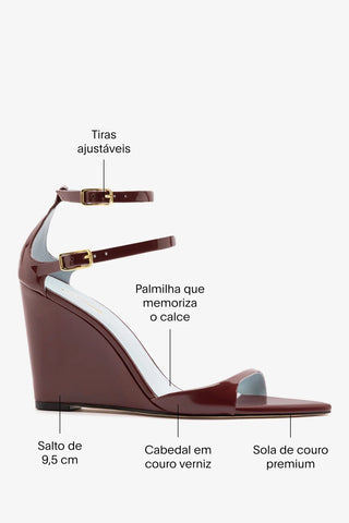 Sandália Luma Couro Verniz Bordô Sandal Larroudé