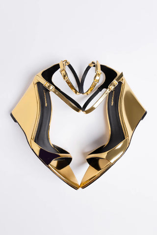 Sandália Luma Espelhado Dourado Sandal Larroudé