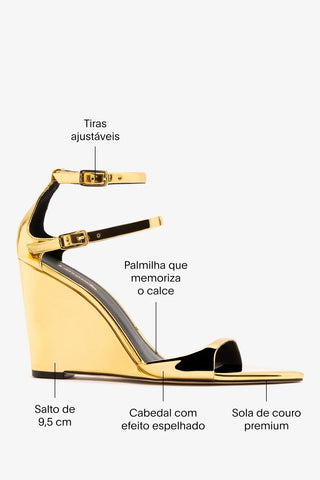 Sandália Luma Espelhado Dourado Sandal Larroudé