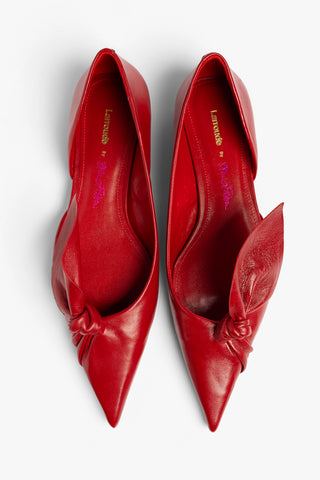 Larroudé by Bruno Frisoni: Sapatilha Gigi Couro Vermelho Escarlate Flat Larroudé x Bruno Frisoni