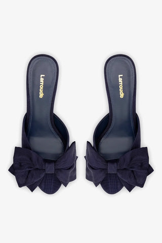 Mule Peep Toe Elle Seda Azul Mule Larroudé