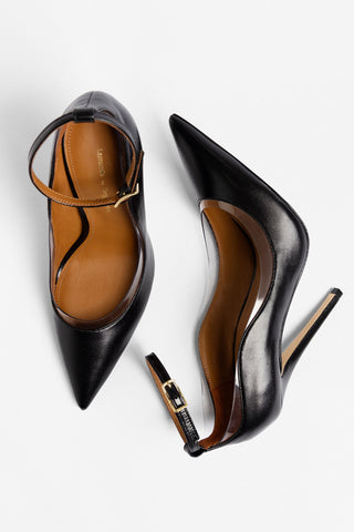 Larroudé by Sergio Hudson: Scarpin Tahleya Couro Preto Larroudé x Sergio Hudson