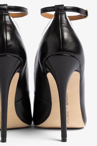 Larroudé by Sergio Hudson: Scarpin Tahleya Couro Preto Larroudé x Sergio Hudson