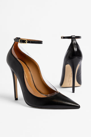 Larroudé by Sergio Hudson: Scarpin Tahleya Couro Preto Larroudé x Sergio Hudson
