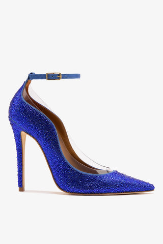 Larroudé by Sergio Hudson: Scarpin Addison Cetim Azul e Cristais Larroudé x Sergio Hudson