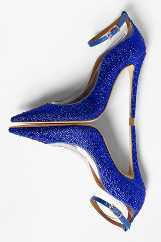 Larroudé by Sergio Hudson: Scarpin Addison Cetim Azul e Cristais Larroudé x Sergio Hudson