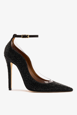 Larroudé by Sergio Hudson: Scarpin Addison Cetim Preto e Cristais Larroudé x Sergio Hudson
