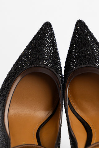 Larroudé by Sergio Hudson: Scarpin Addison Cetim Preto e Cristais Larroudé x Sergio Hudson