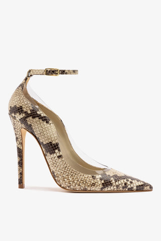 Larroudé by Sergio Hudson: Scarpin Tahleya Couro Cobra Bege Larroudé x Sergio Hudson